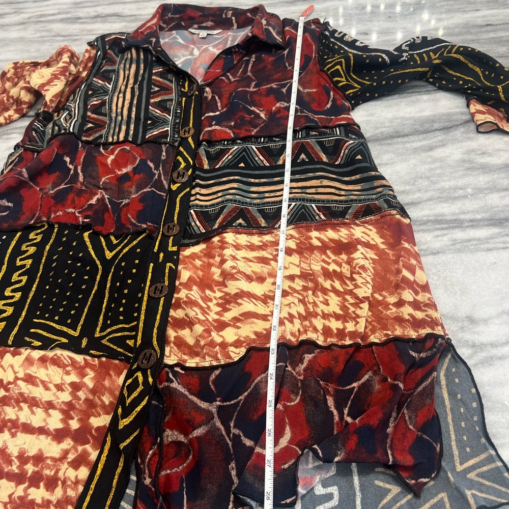 John Mark Multicolor Patchwork Button-Down Tunic … - image 7